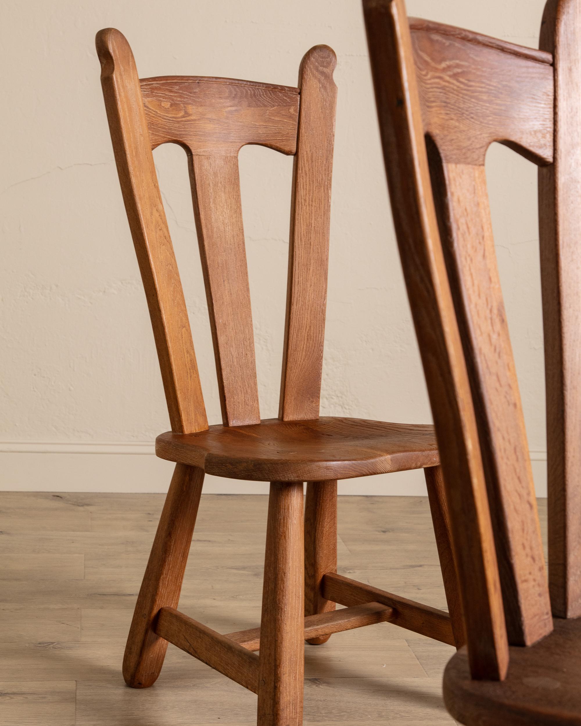 Set di 6 sedie da pranzo brutaliste De Puydt in Oak, Belgio, anni '70 in vendita 4