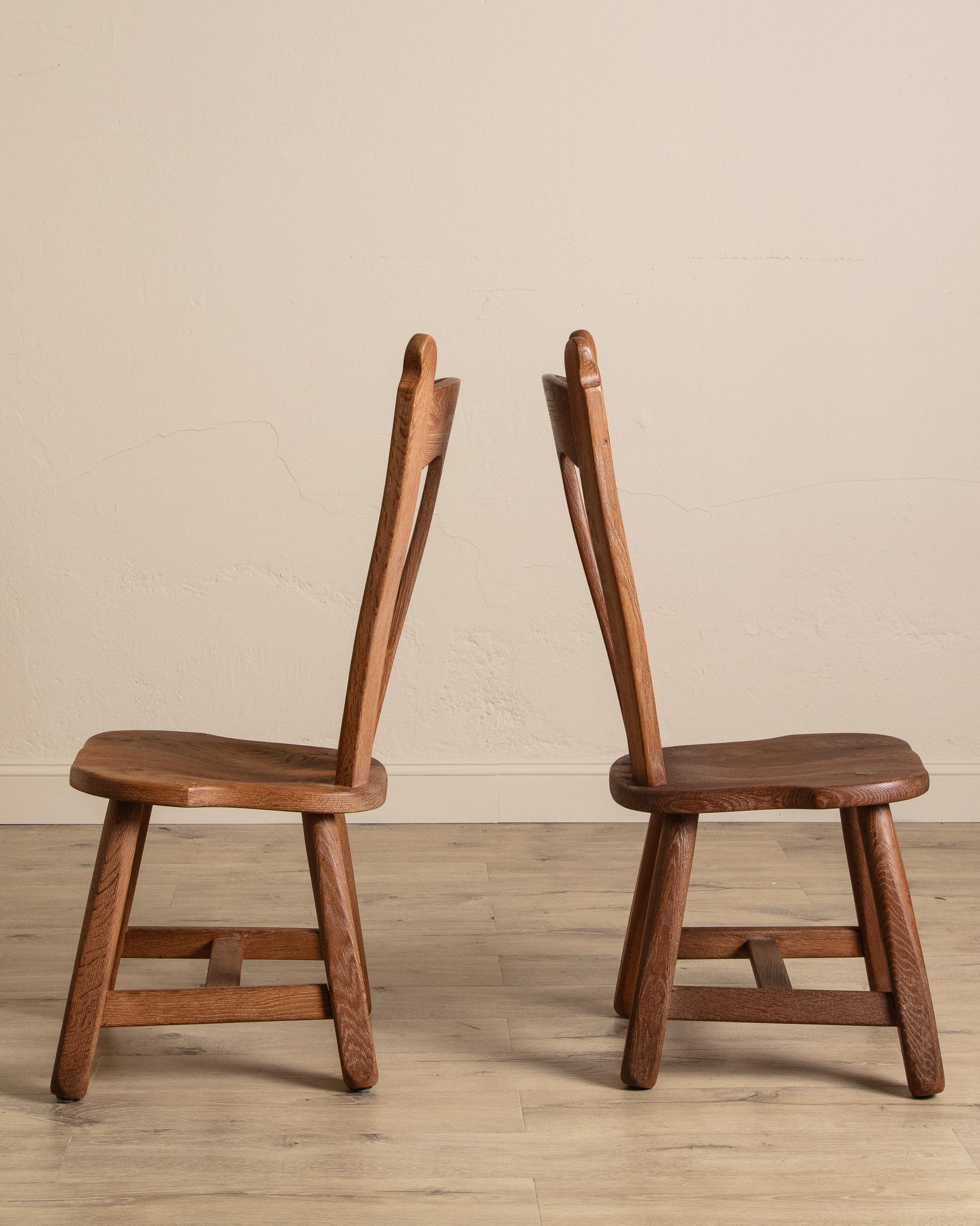 Set di 6 sedie da pranzo brutaliste De Puydt in Oak, Belgio, anni '70 In condizioni buone in vendita a Los Angeles, CA