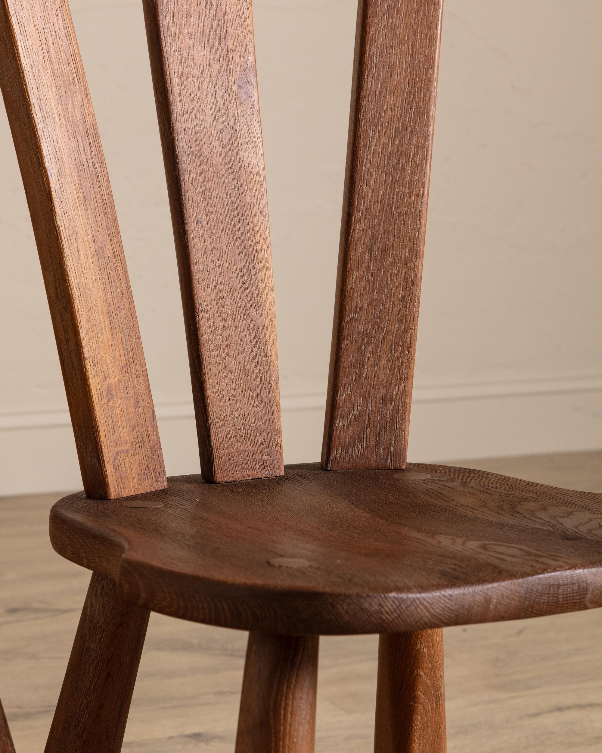 Set di 6 sedie da pranzo brutaliste De Puydt in Oak, Belgio, anni '70 in vendita 1