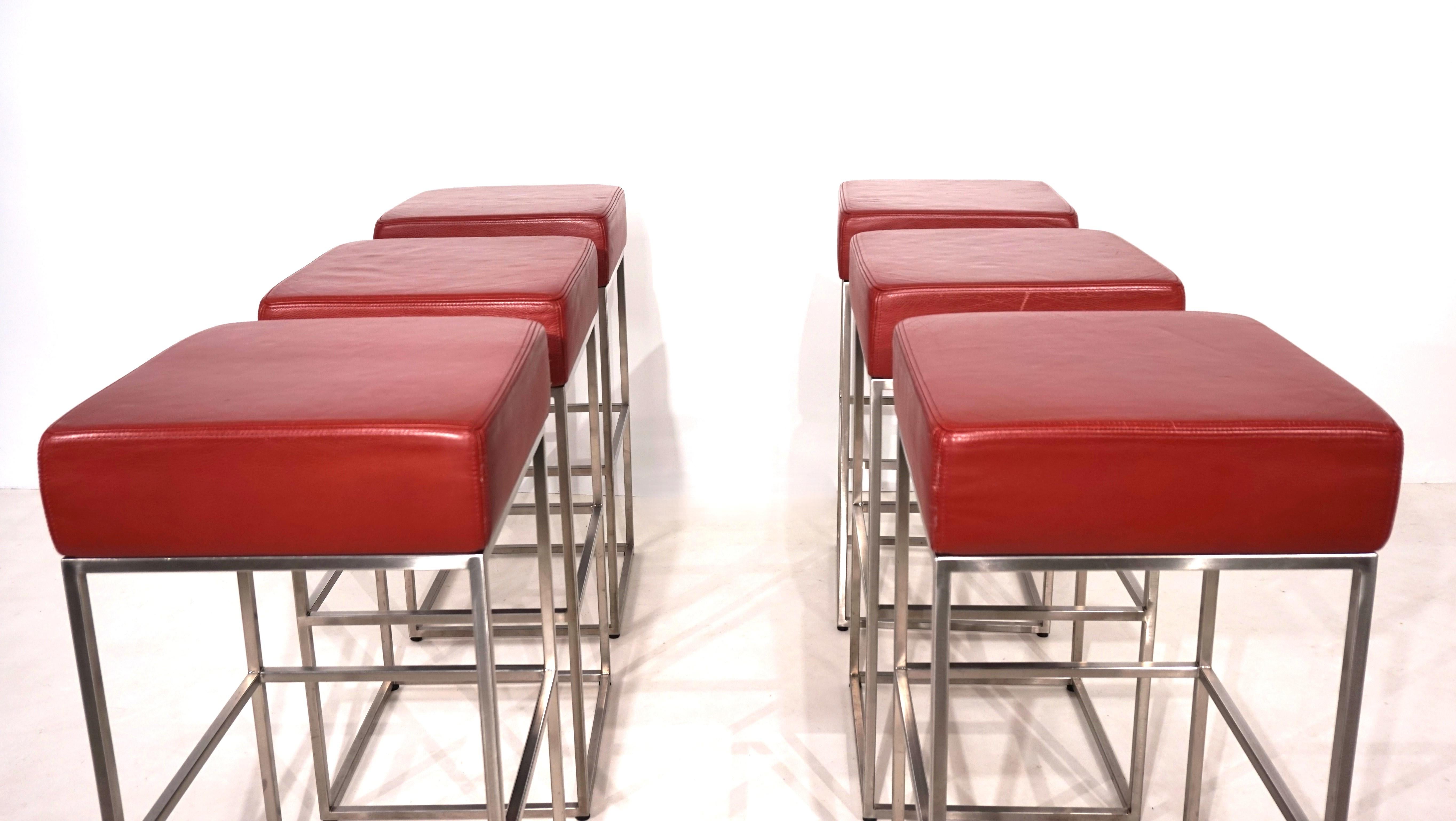 Swiss Set of 6 De Sede DS 218/55 bar stools by Paolo Piva, 2000 For Sale