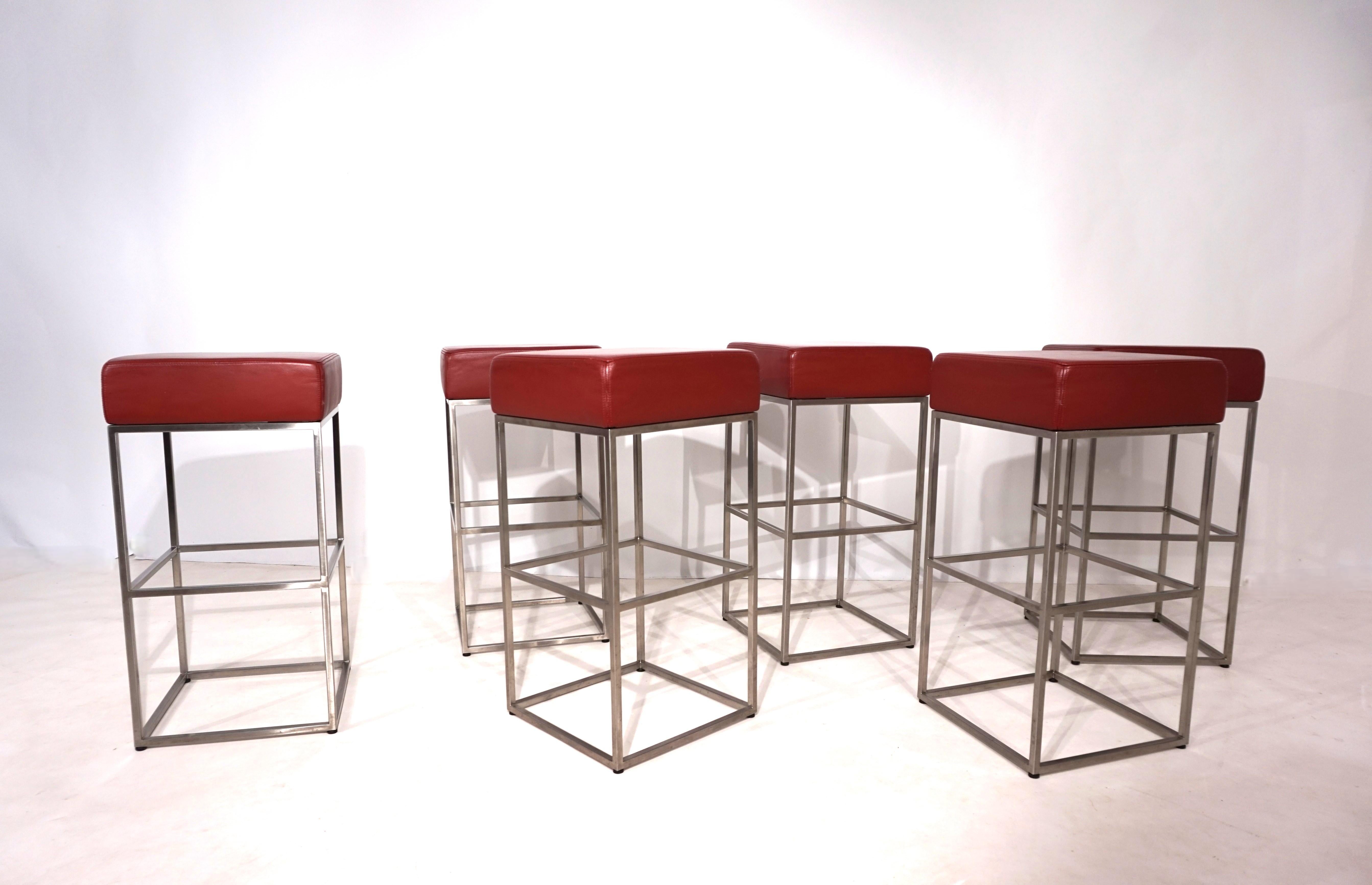 Stainless Steel Set of 6 De Sede DS 218/55 bar stools by Paolo Piva, 2000 For Sale