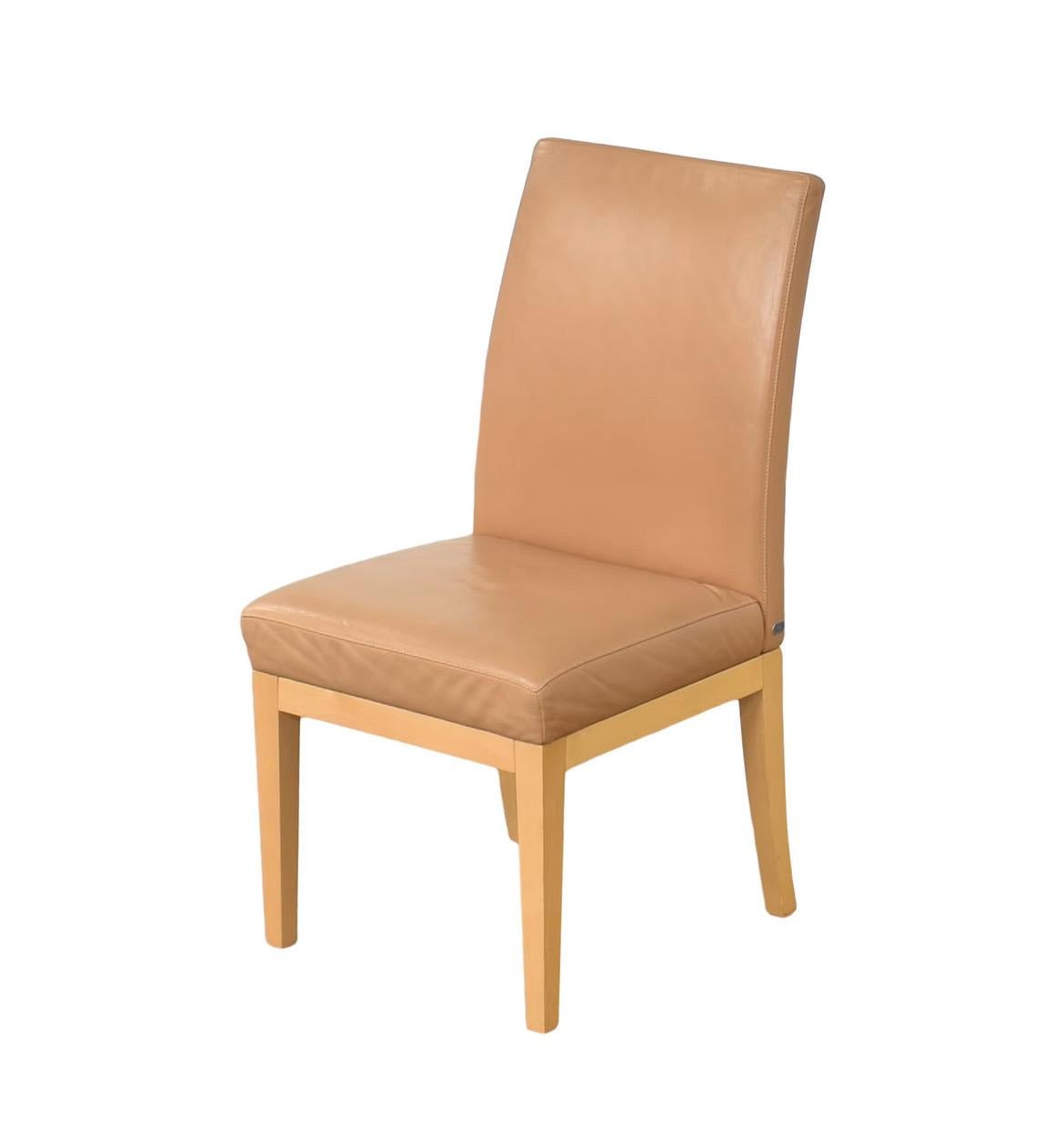 Contemporary Set of 6 - De Sede Tan Leather Dining Chairs  For Sale