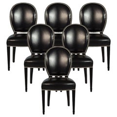 Set of 6 Deco Inspired Modern Leather Dining Chairs