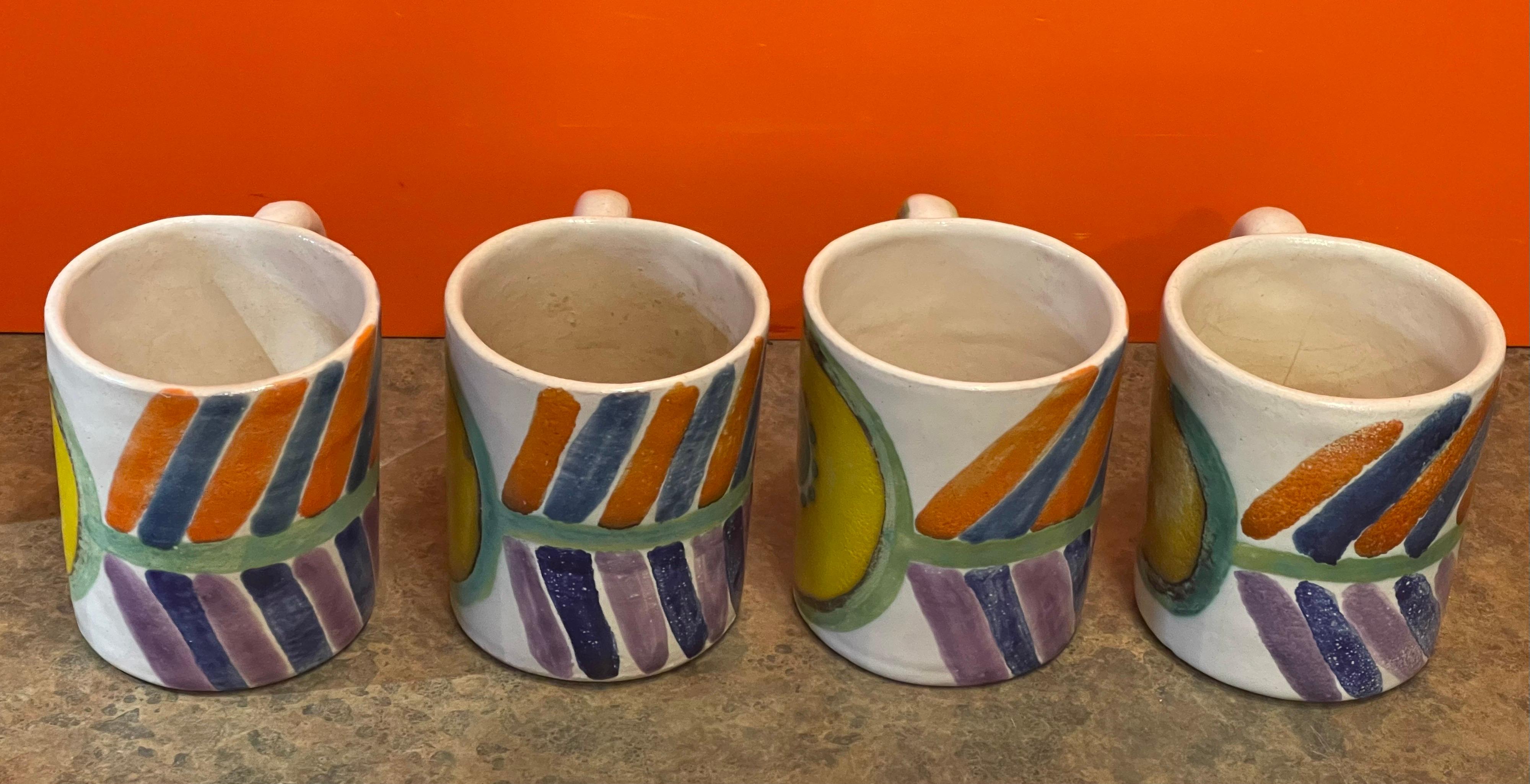 Set of 6 Decorative Hand Painted Italian Pottery Mugs by DeSimone 2