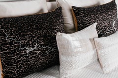 Set of 6 Decorative Pillows Cream Black and White Lace Swarovski Lusitanus