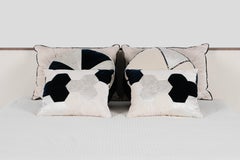 Set of 6 Decorative Pillows Pearl Dark Blue Velvet by Lusitanus
