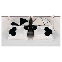 Set of 6 Decorative Pillows Pearl Dark Blue Velvet by Lusitanus