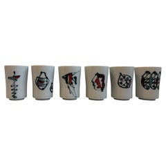 Set of 6 Decorative Sake / Tea Cups by Otagiri Mercantile Co., Japan