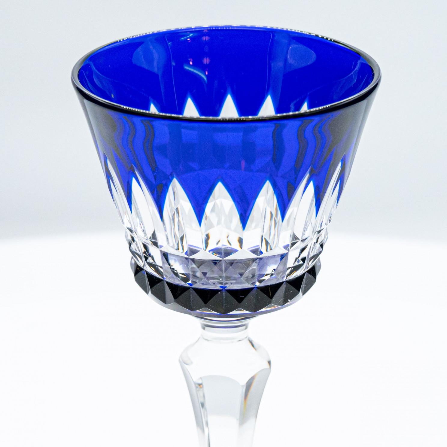 Ensemble de 6 verres et carafe en cristal de Baccarat recouverts d'un bleu profond, 1940, France en vente 7