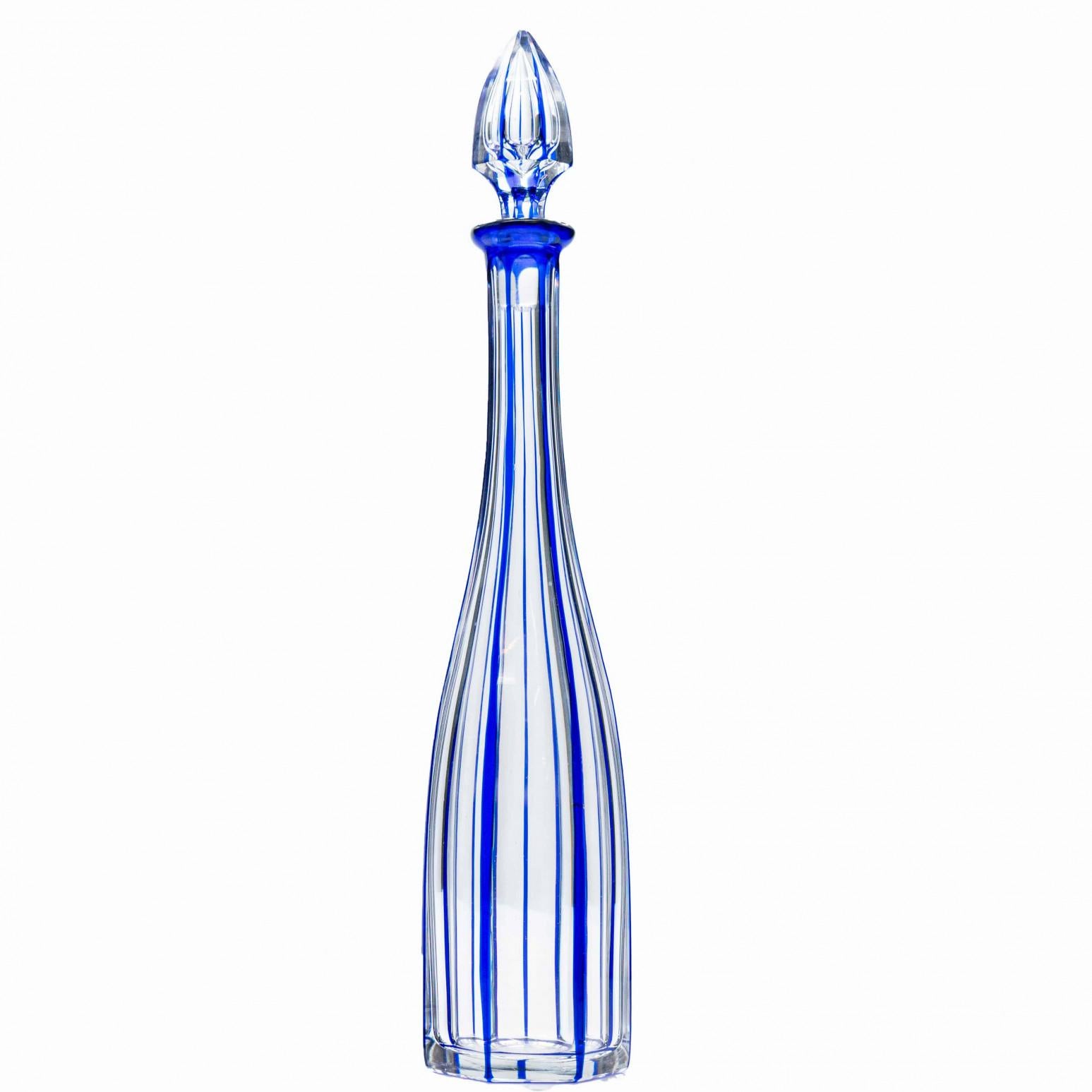 Ensemble de 6 verres et carafe en cristal de Baccarat recouverts d'un bleu profond, 1940, France en vente 1