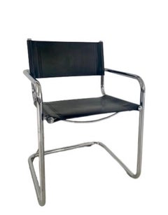 Ensemble de 6 chaises en porte-à-faux de designer Breuer & Grassi style Bauhaus noires des années 70