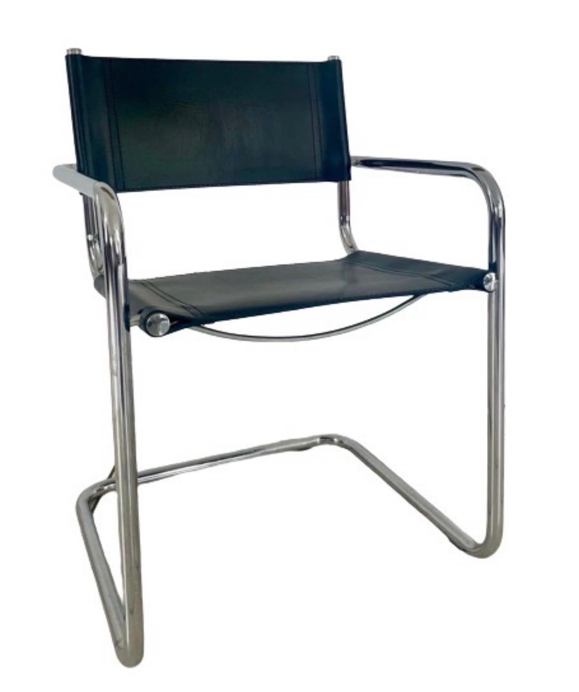 European Set of 6 designer cantilever chairs Breuer & Grassi Bauhaus style 70s black 