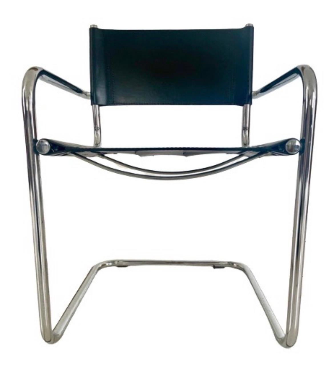 Set of 6 designer cantilever chairs Breuer & Grassi Bauhaus style 70s black  In Good Condition In Beuzevillette, FR