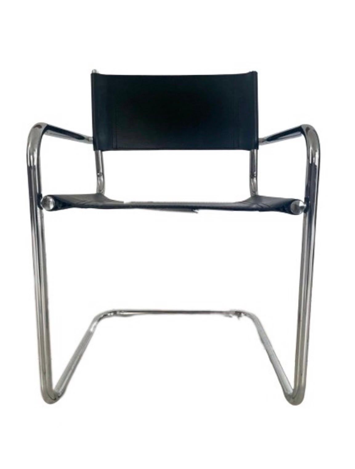 Late 20th Century Set of 6 designer cantilever chairs Breuer & Grassi Bauhaus style 70s black 