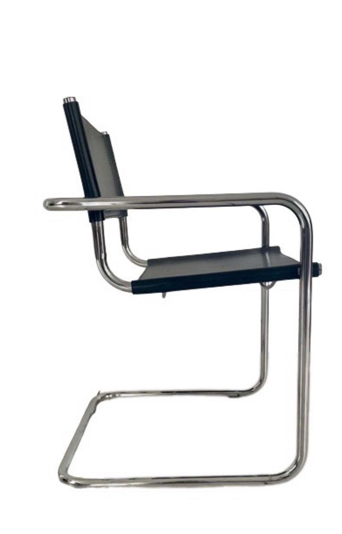 Chrome Set of 6 designer cantilever chairs Breuer & Grassi Bauhaus style 70s black 