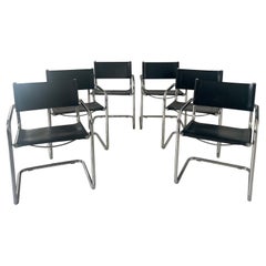 Ensemble de 6 chaises en porte-à-faux de designer Breuer & Grassi style Bauhaus noires des années 70
