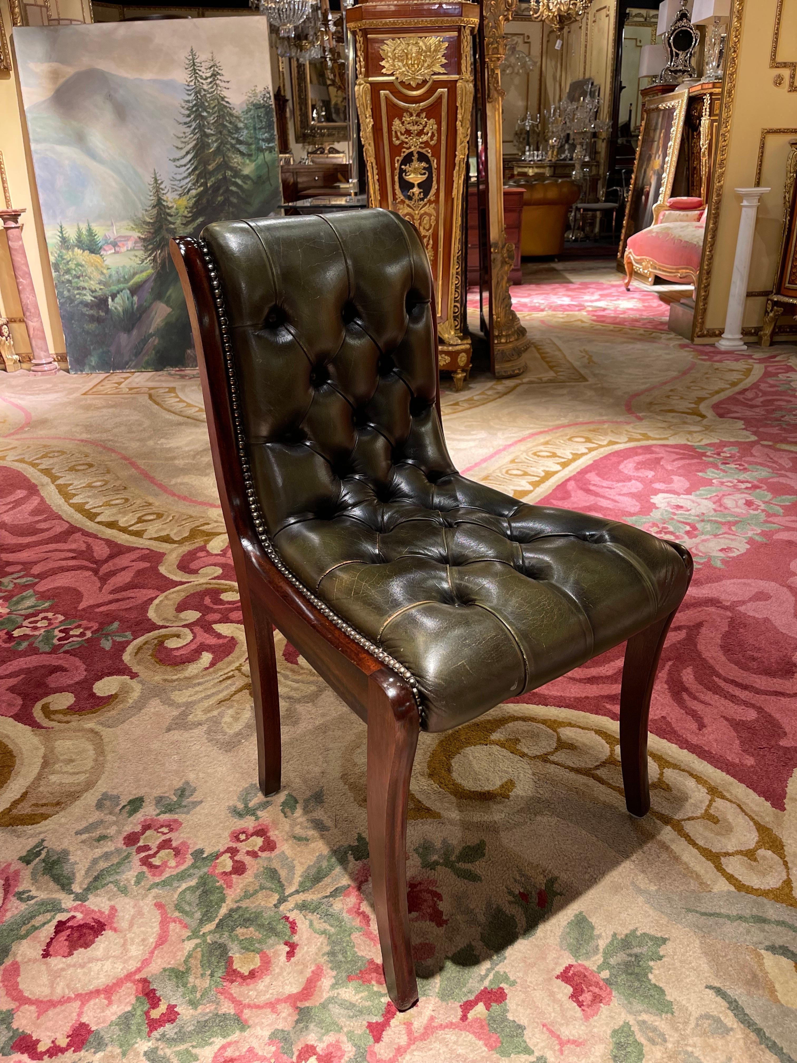 Set of 6 Designer Leather Chairs Chesterfield, England 1