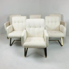 Set of 6 DIA Brass Cantilever Chairs