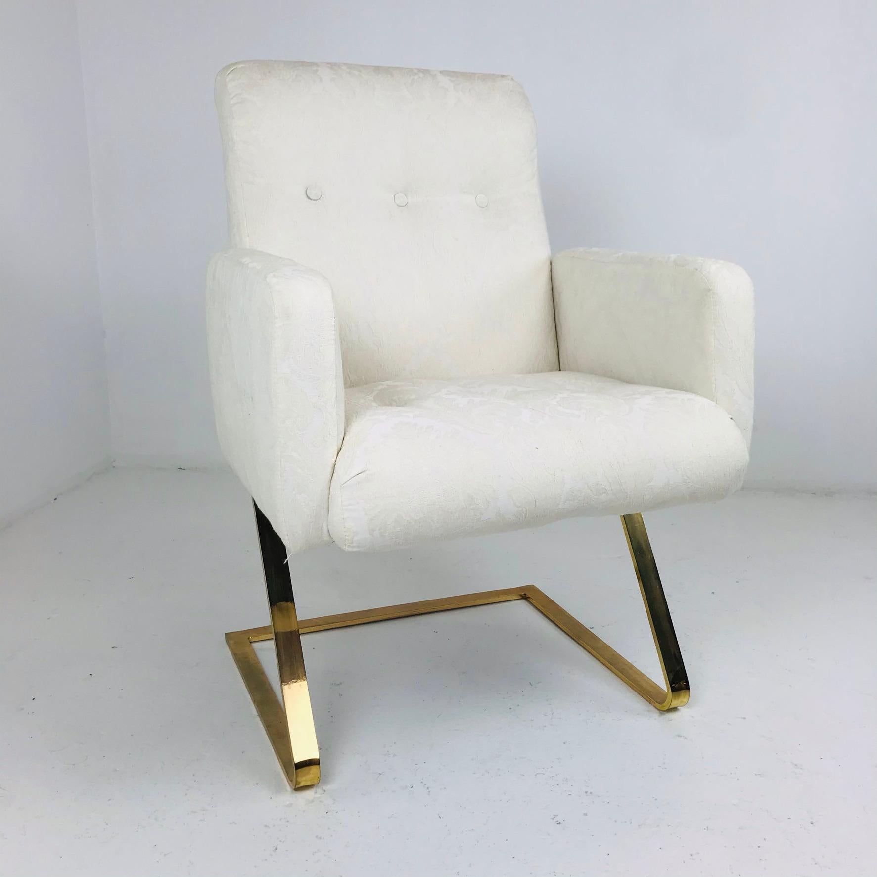Late 20th Century Set of 6 DIA Brass Cantilever Chairs