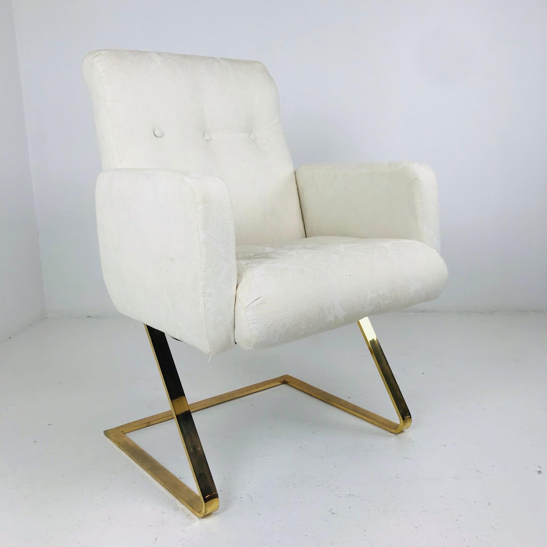 Set of 6 DIA Brass Cantilever Chairs 1