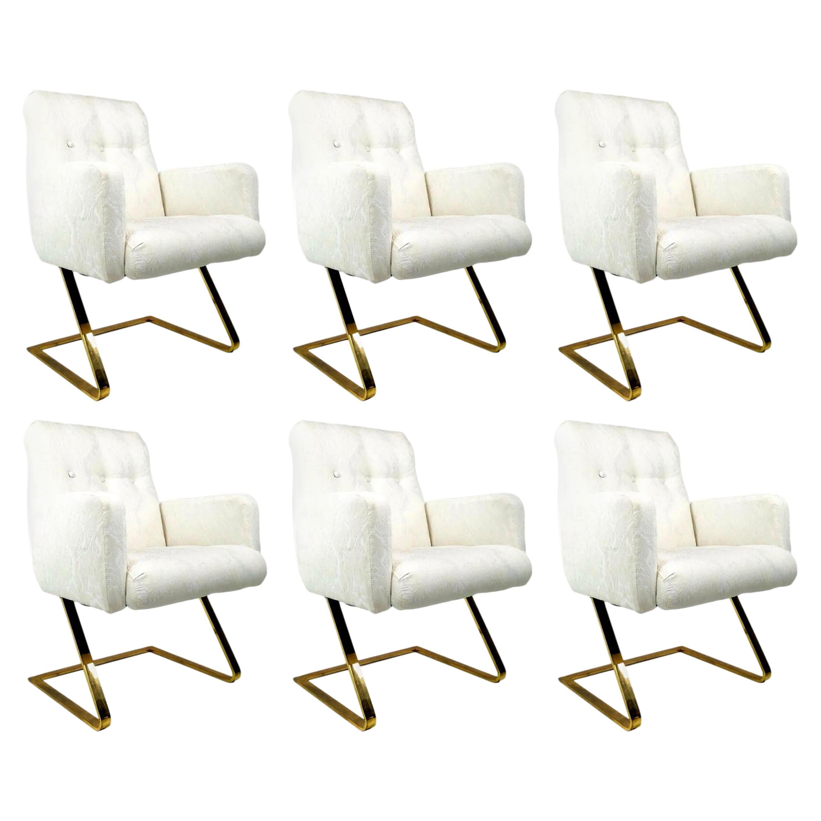 Set of 6 DIA Brass Cantilever Chairs