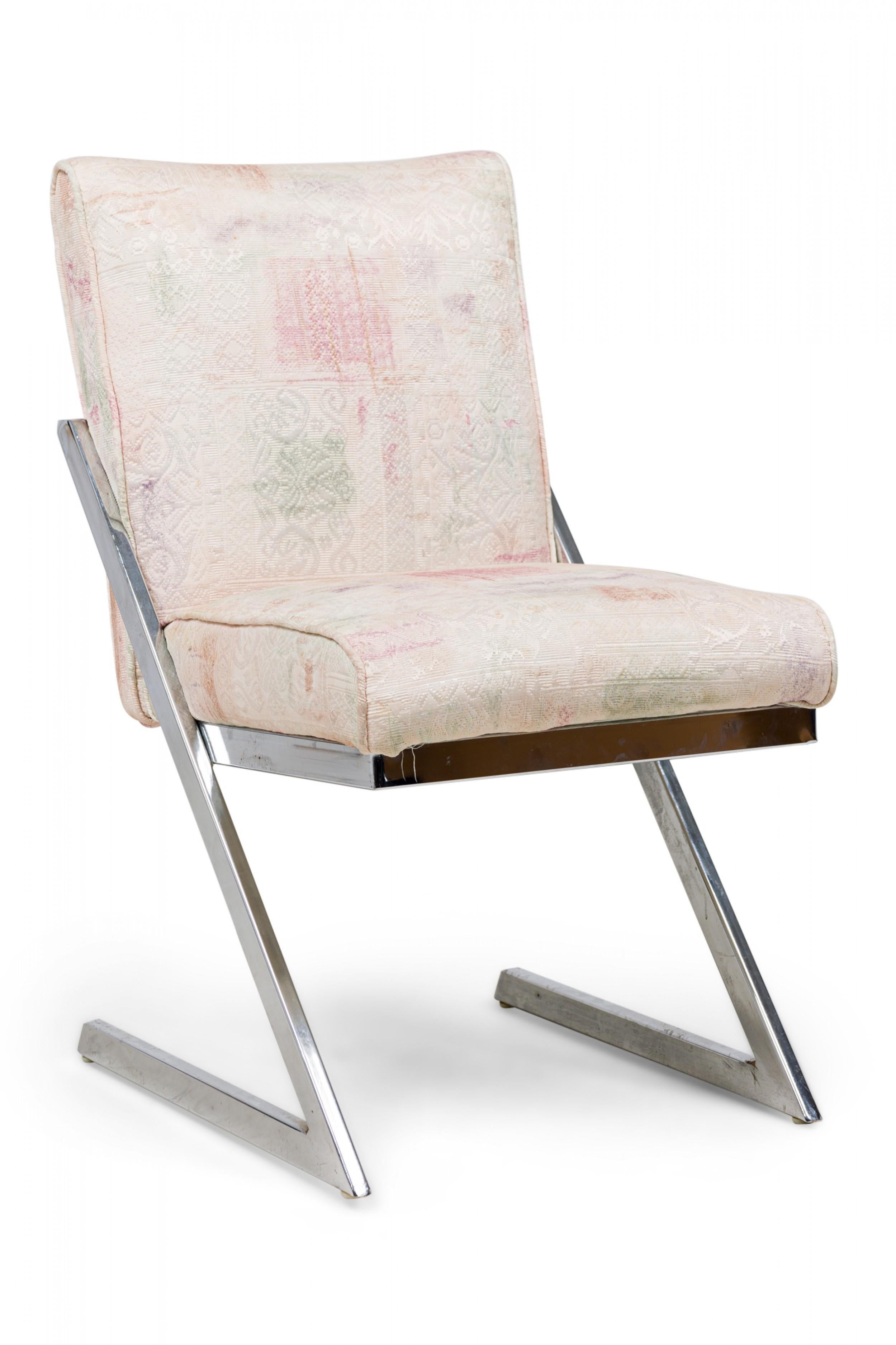Set of 6 Dia Midcentury American Chrome Z Chairs in Beige and Pastel Upholstery For Sale 7