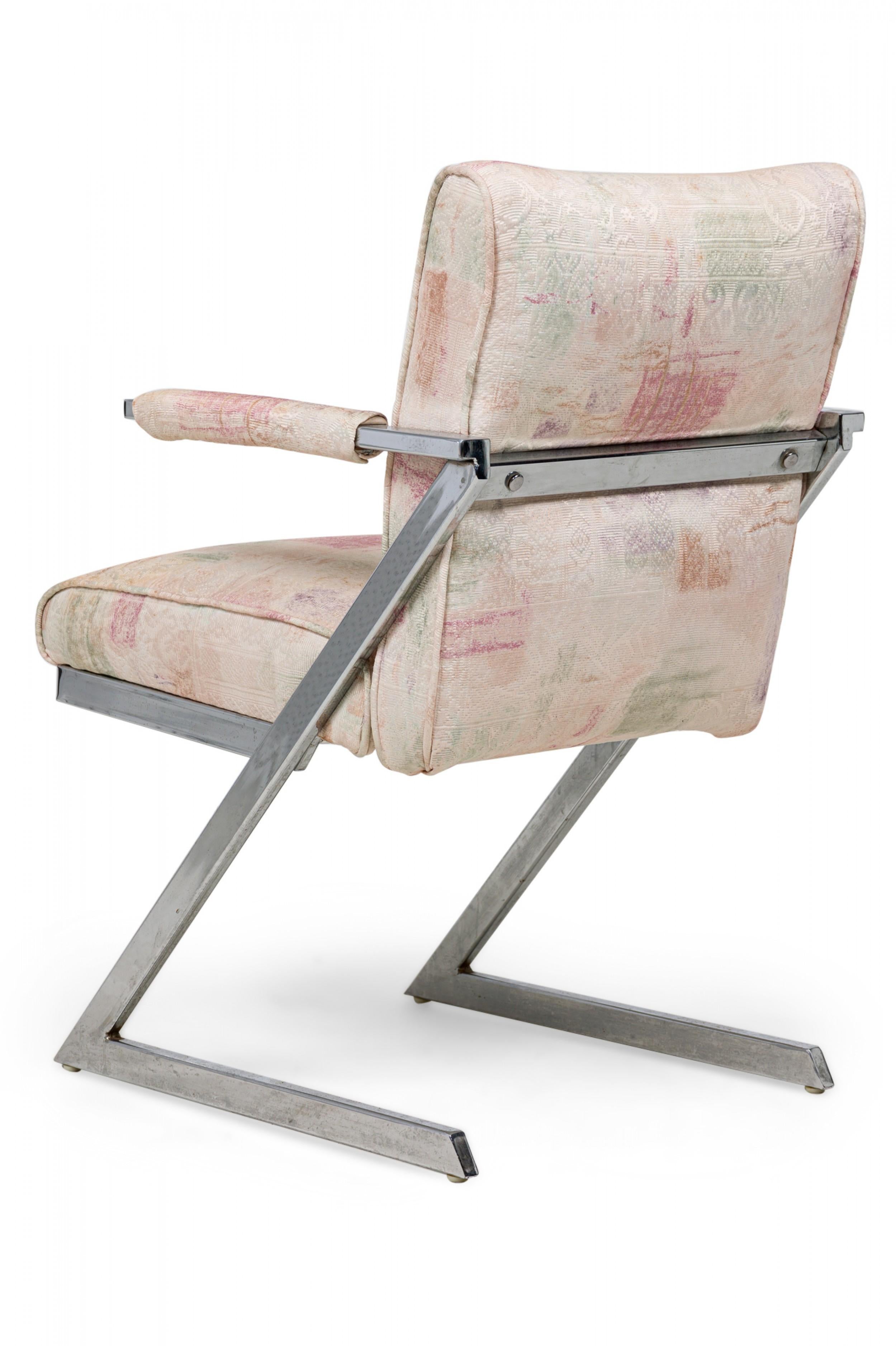 20th Century Set of 6 Dia Midcentury American Chrome Z Chairs in Beige and Pastel Upholstery For Sale