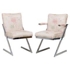 Set of 6 DIA Mid-Century American Chrome Z Chairs in Beige and Pastel Upholstery