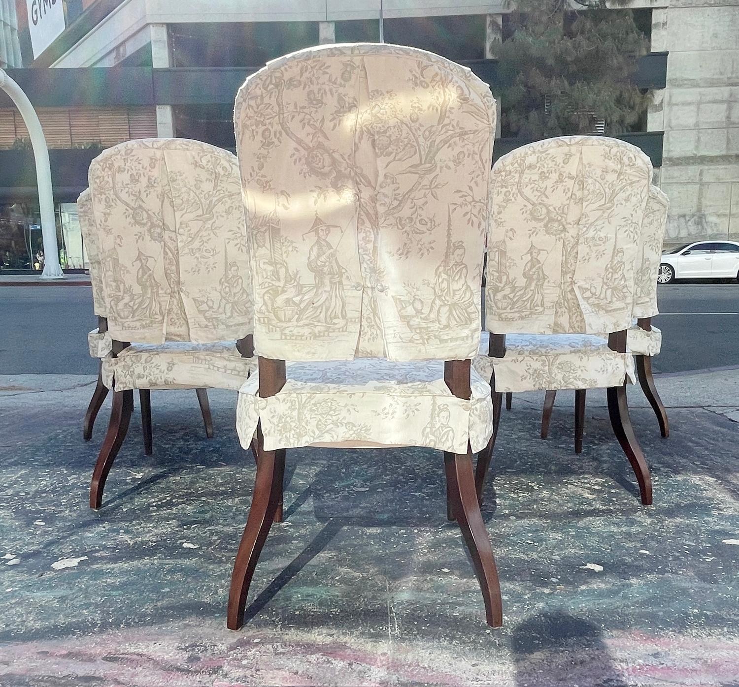 Set of 6 Dining Chairs, 2 Arm & 4 Side Chairs For Sale 2