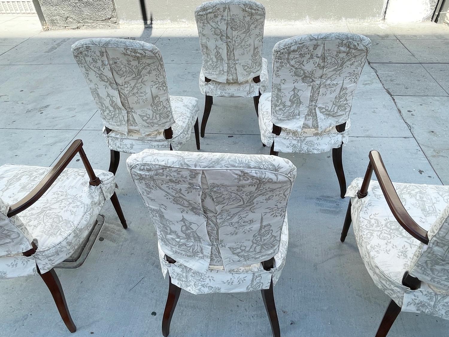 Set of 6 Dining Chairs, 2 Arm & 4 Side Chairs For Sale 3