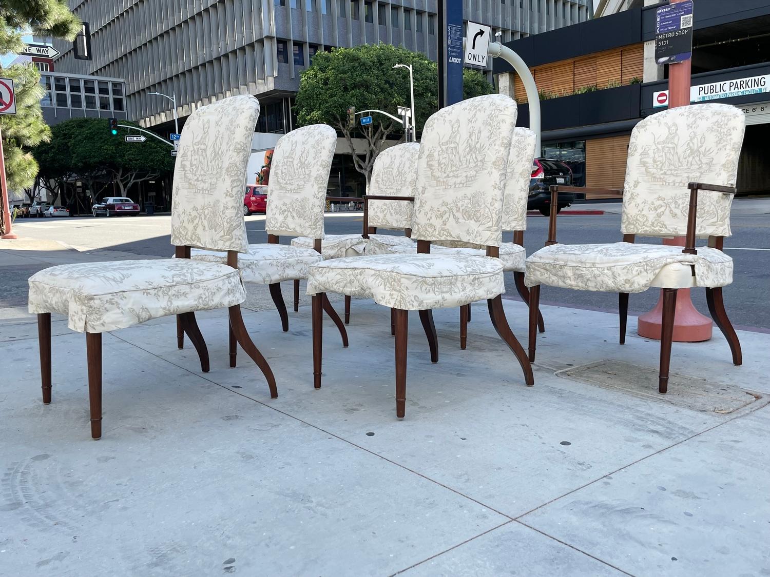 Mid-Century Modern Set of 6 Dining Chairs, 2 Arm & 4 Side Chairs For Sale