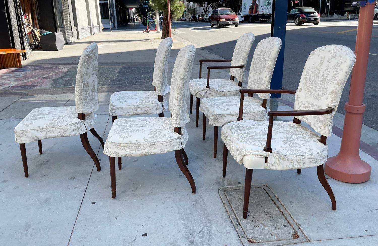 American Set of 6 Dining Chairs, 2 Arm & 4 Side Chairs For Sale