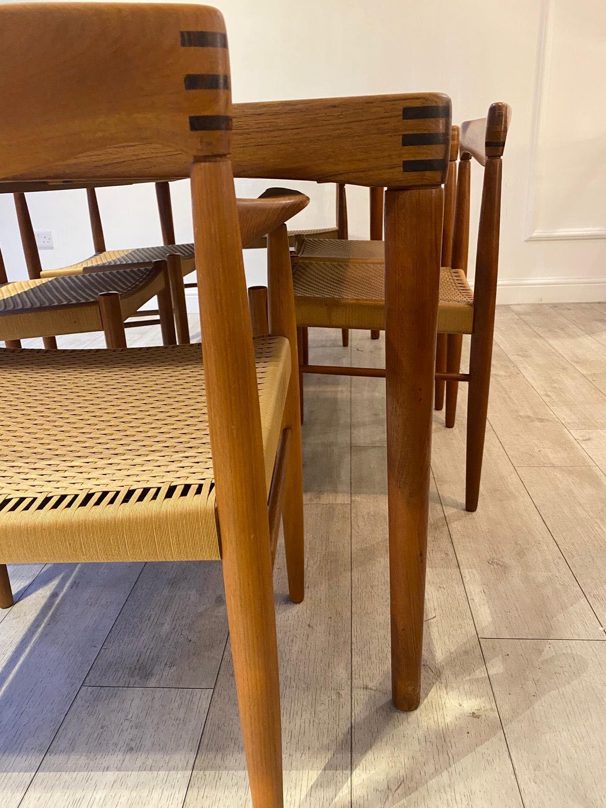 Set of 6 Dining Chairs and Dining Table in Teak by H.W. Klein and Bramin, 1960s In Good Condition In London, GB