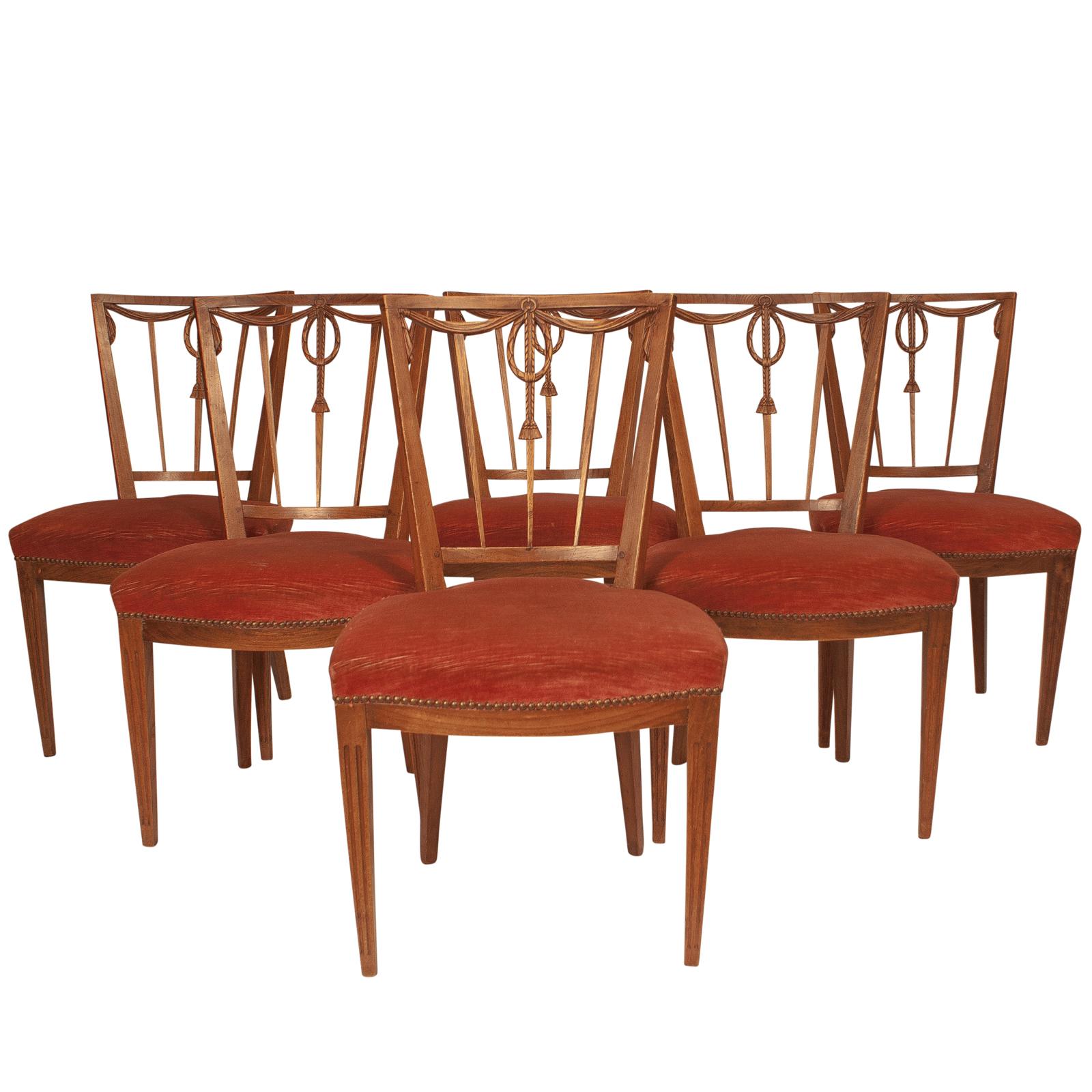 Set of 6 Dining Chairs, Belgium, circa 1800 For Sale