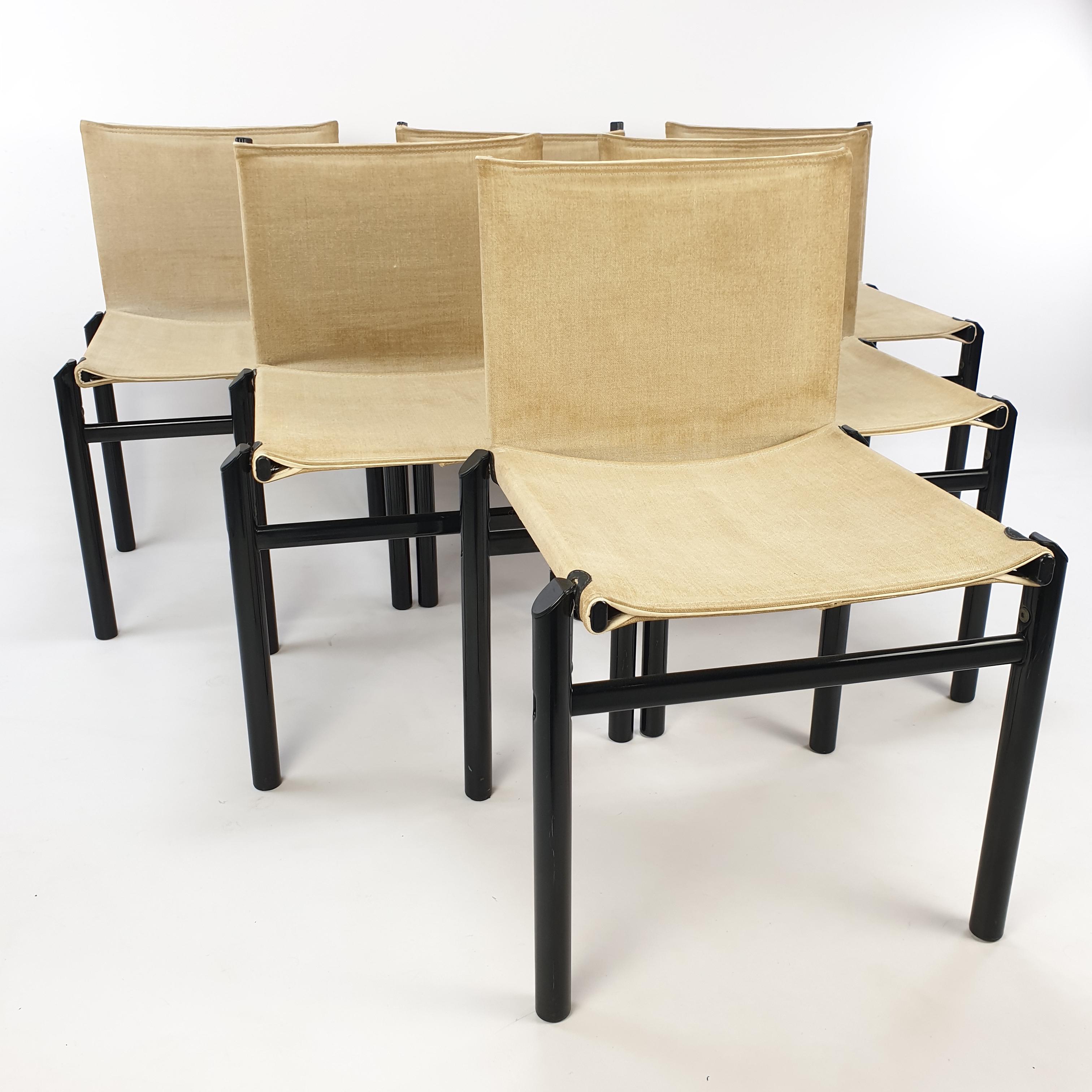 Mid-Century Modern Set of 6 Dining Chairs by Afra & Tobia Scarpa, Italy, 1970's