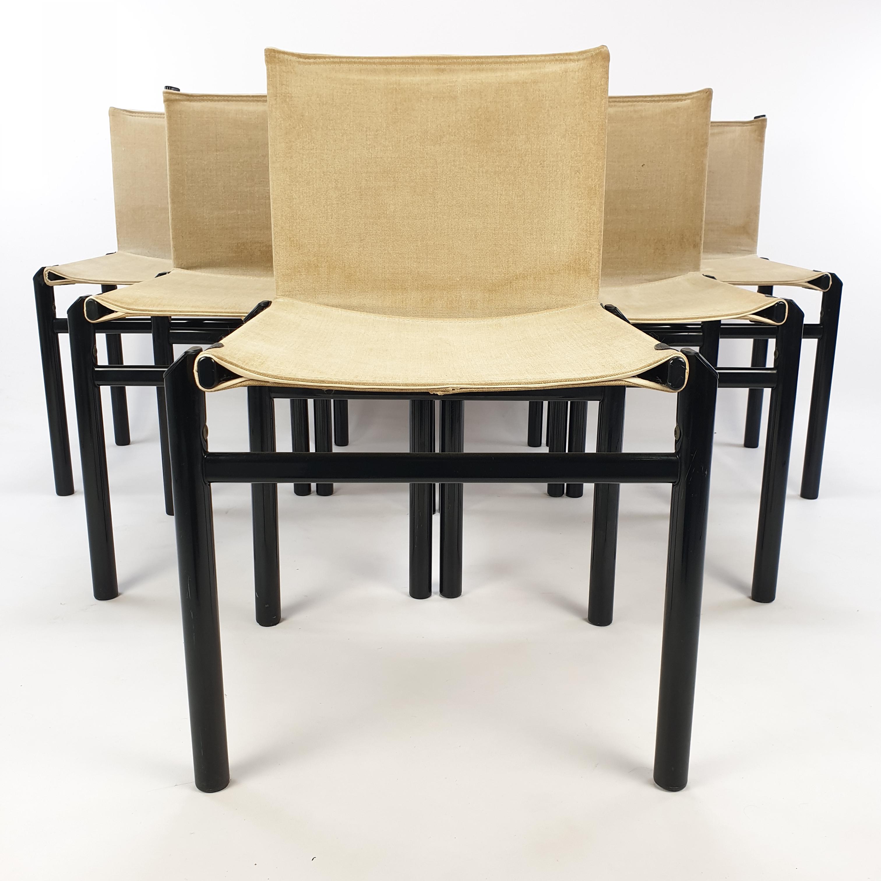 Italian Set of 6 Dining Chairs by Afra & Tobia Scarpa, Italy, 1970's