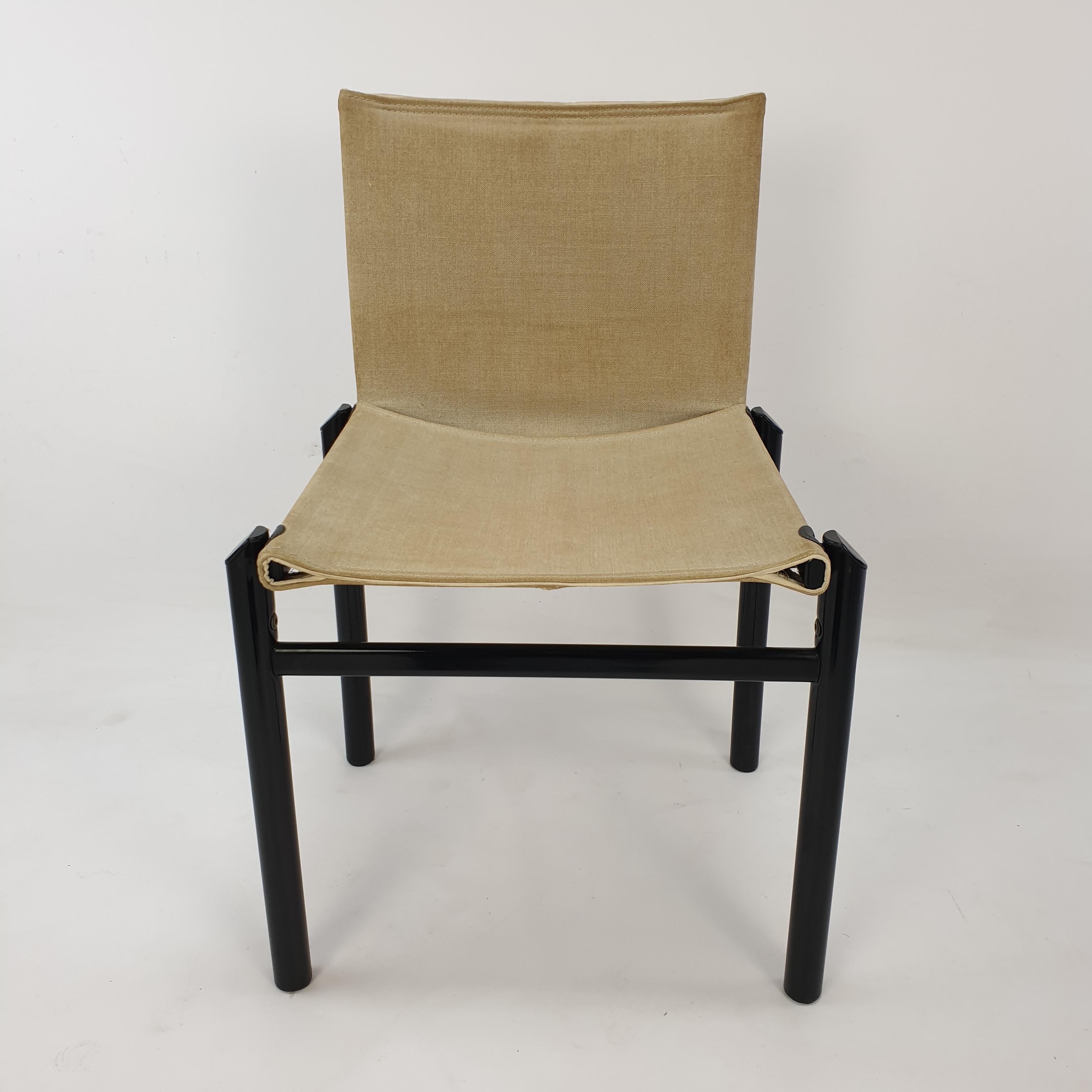 Canvas Set of 6 Dining Chairs by Afra & Tobia Scarpa, Italy, 1970's