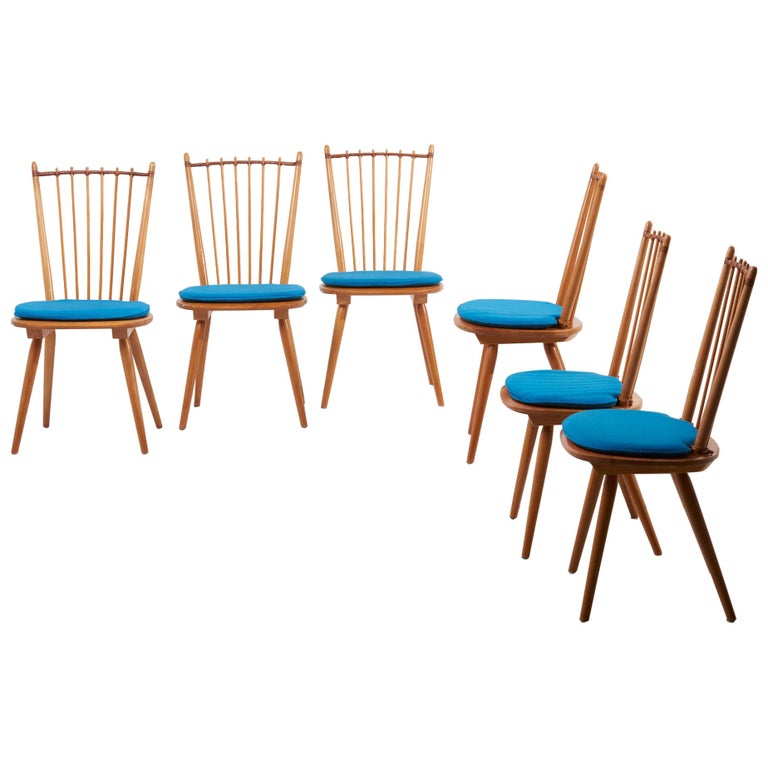 Set of 6 Dining Chairs by Albert Haberer for Hermann Fleiner, Germany,  1950s For Sale at 1stDibs