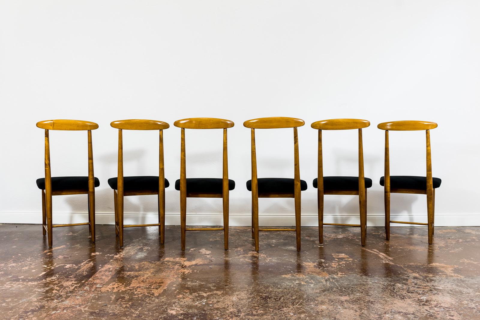 Mid-Century Modern Set Of 6 Dining Chairs By Bernard Malendowicz 1960's For Sale