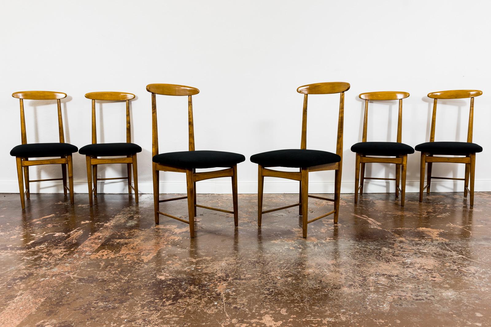 Polish Set Of 6 Dining Chairs By Bernard Malendowicz 1960's For Sale