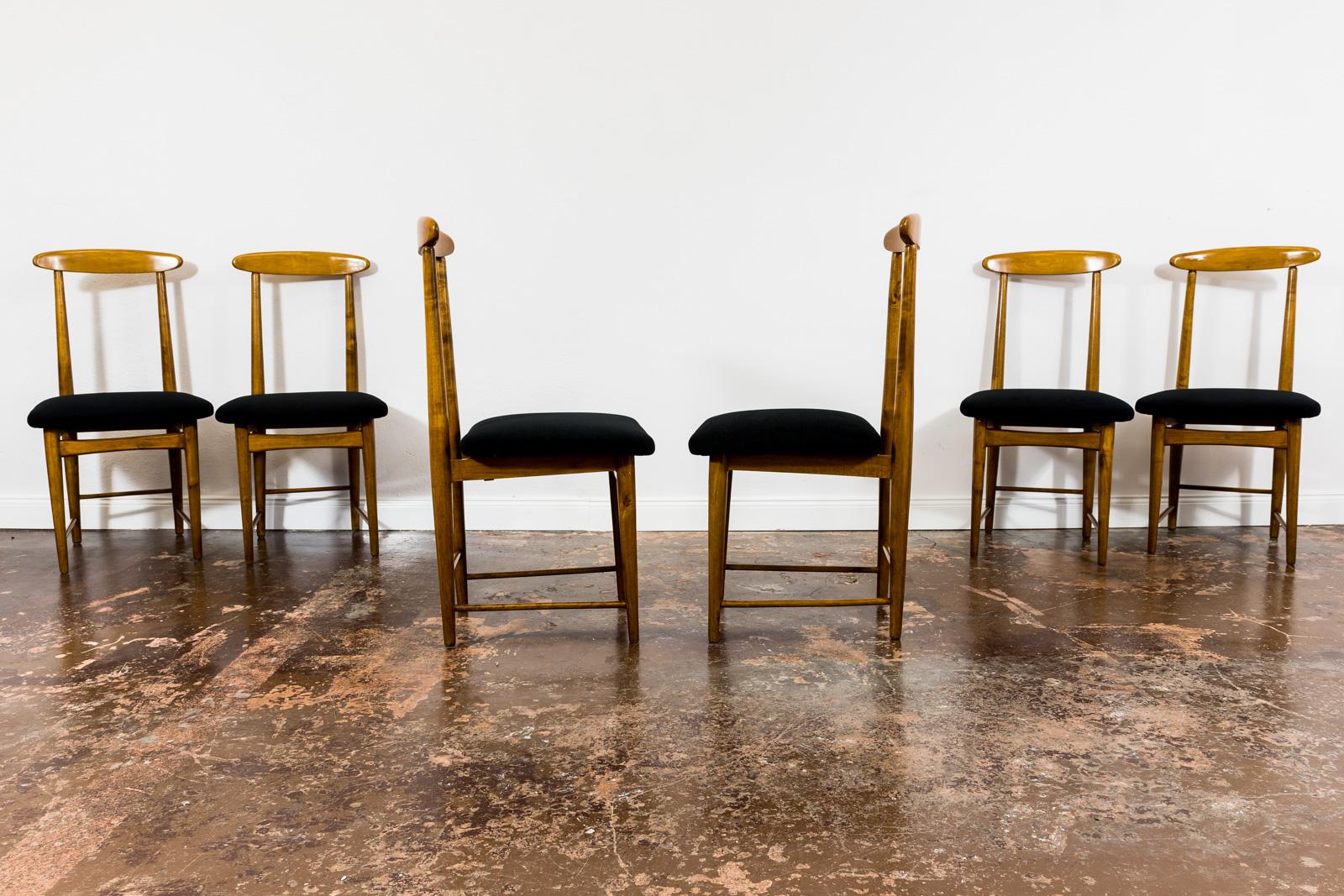 Set Of 6 Dining Chairs By Bernard Malendowicz 1960's In Good Condition For Sale In Wroclaw, PL