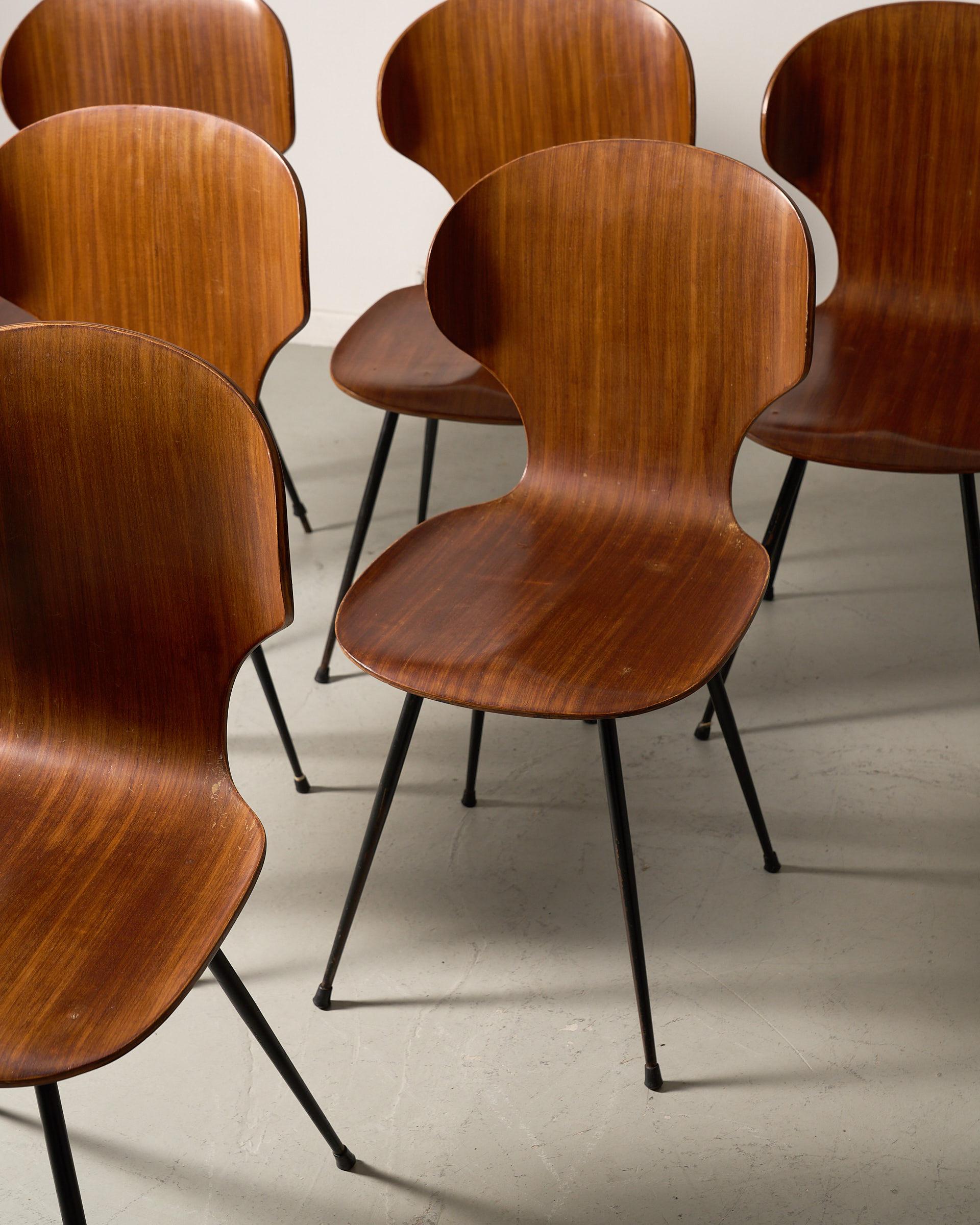 Set of 6 dining chairs by Carlo Ratti en vente 4