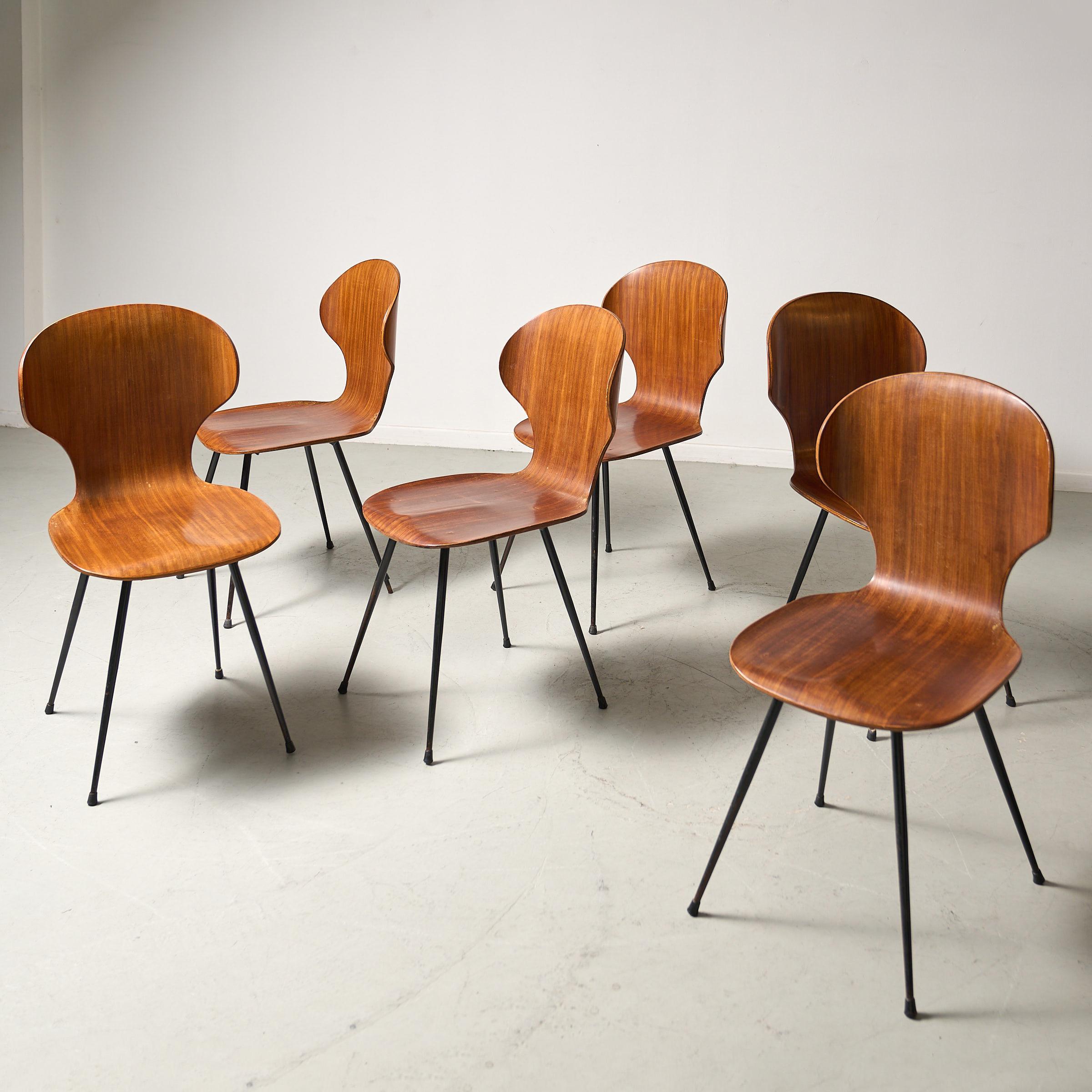 italien Set of 6 dining chairs by Carlo Ratti en vente