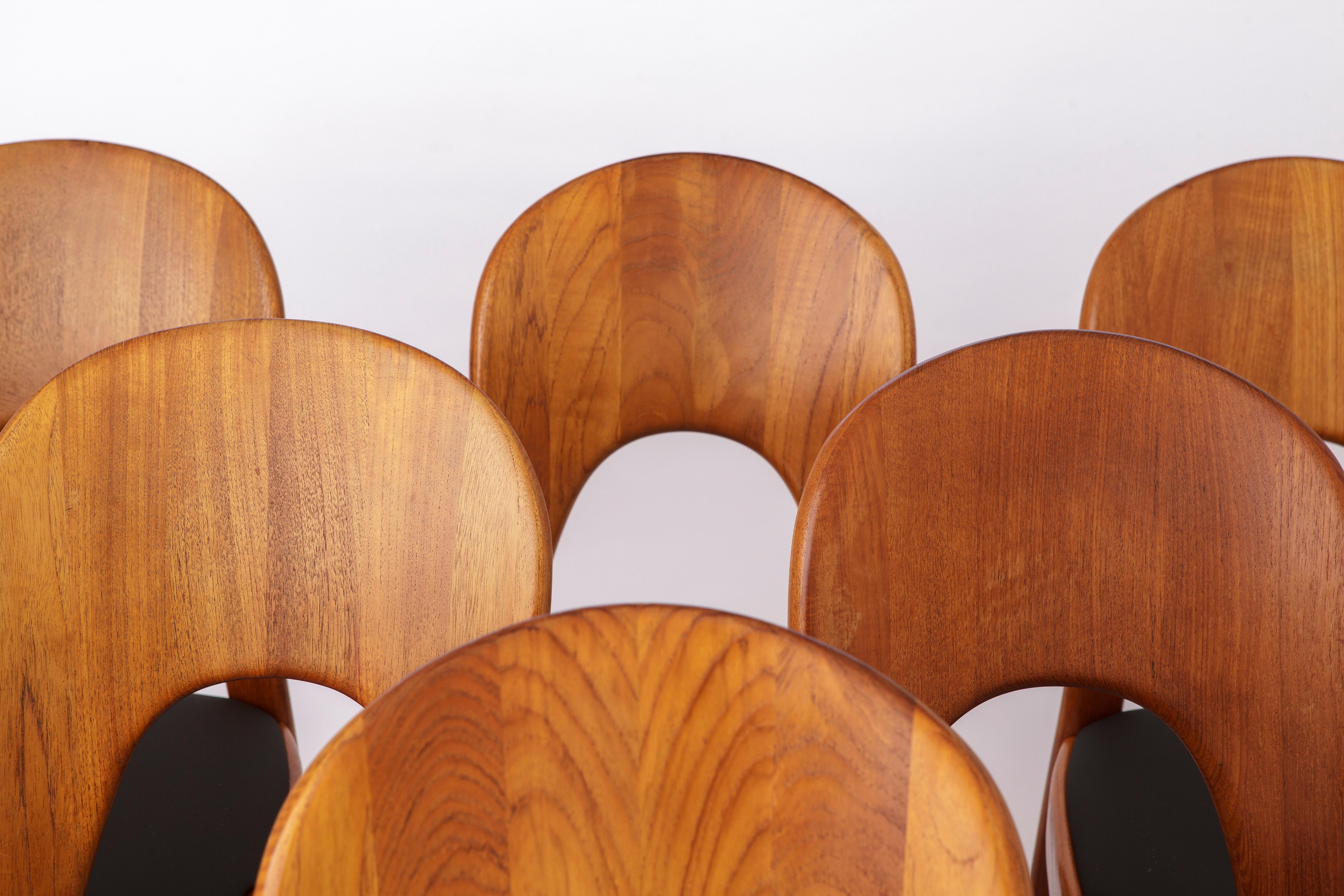 Satz von 6 Esszimmerstühlen des dänischen Designers Niels Koefoed (1970er Jahre) - Teakholzgestelle (Moderne der Mitte des Jahrhunderts) im Angebot
