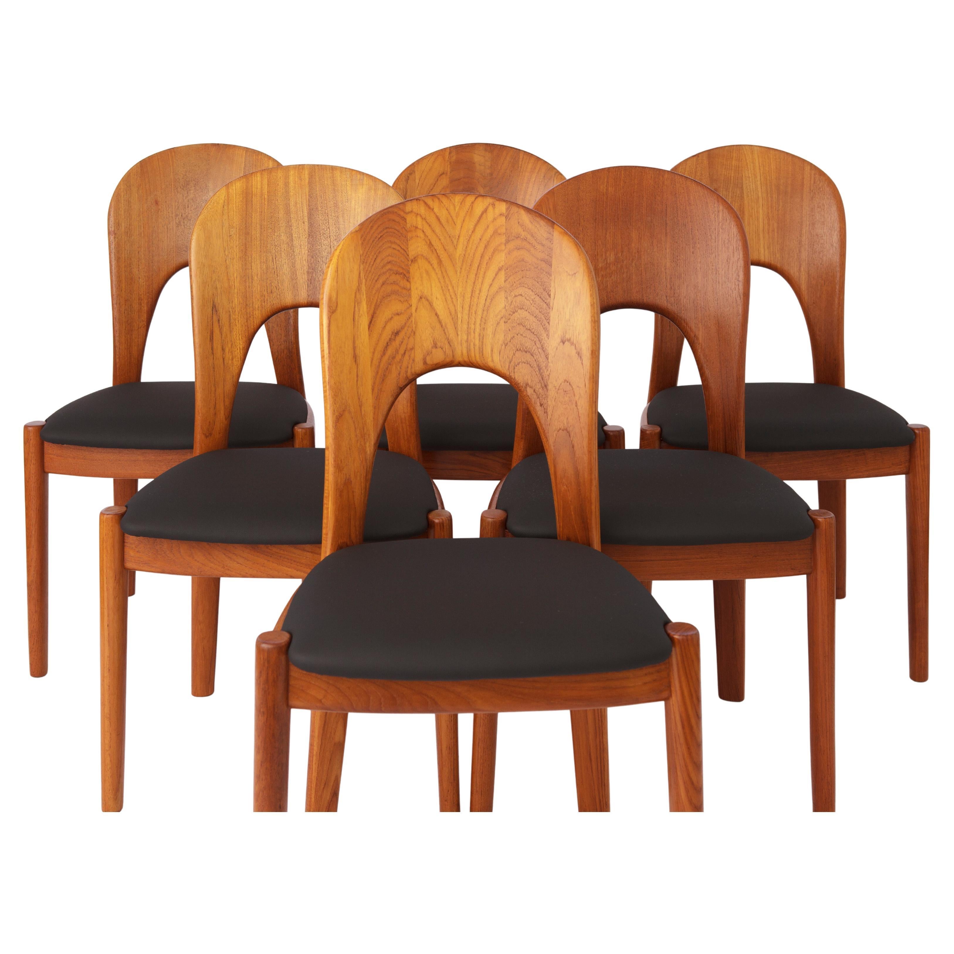 Satz von 6 Esszimmerstühlen des dänischen Designers Niels Koefoed (1970er Jahre) - Teakholzgestelle im Angebot