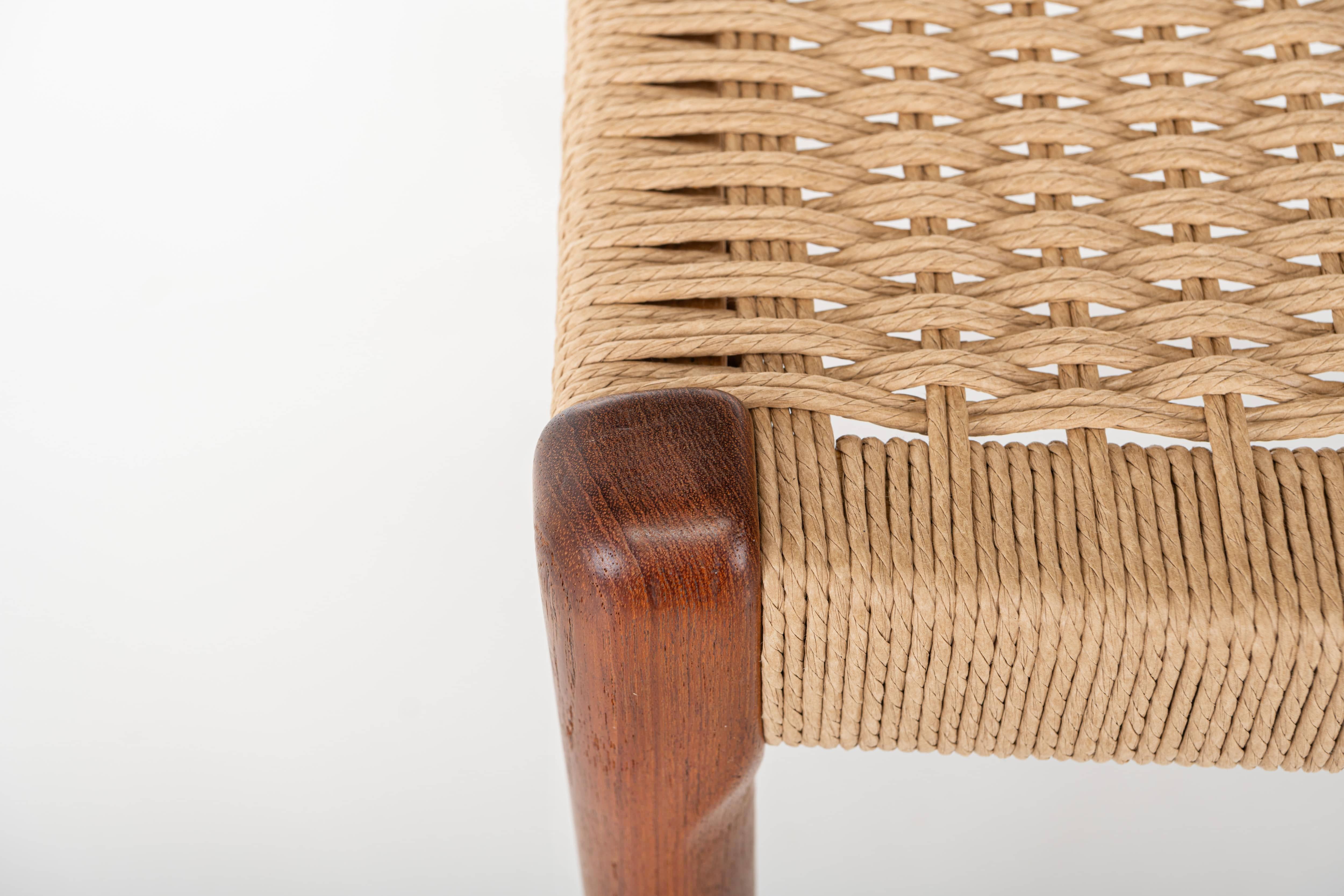 Set of 6 Dining chairs by EMC Møbler, Teak and Paper Cord 6