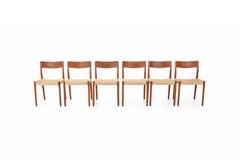 Set of 6 Dining chairs by EMC Møbler, Teak and Paper Cord