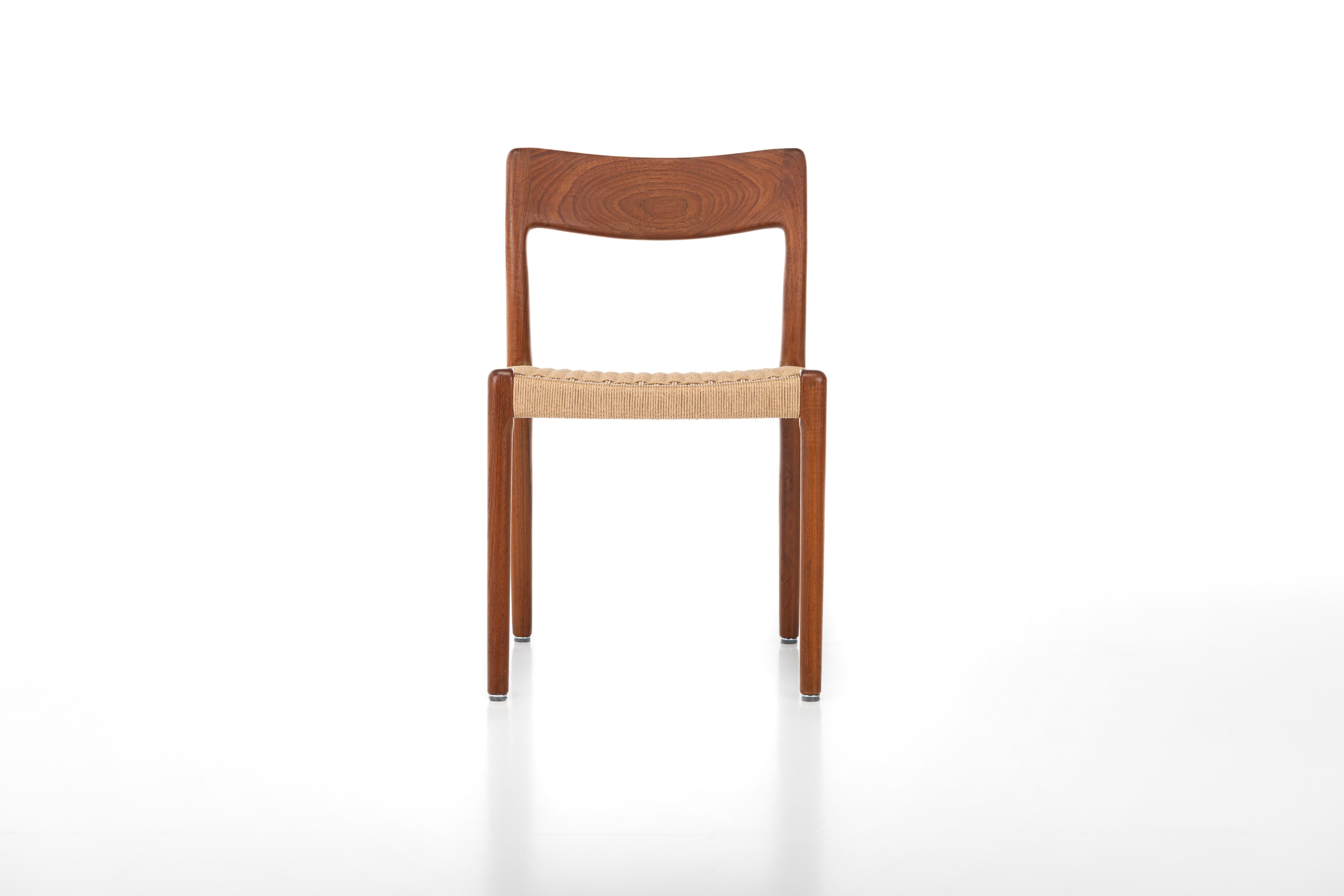 20th Century Set of 6 Dining chairs by EMC Møbler, Teak and Paper Cord