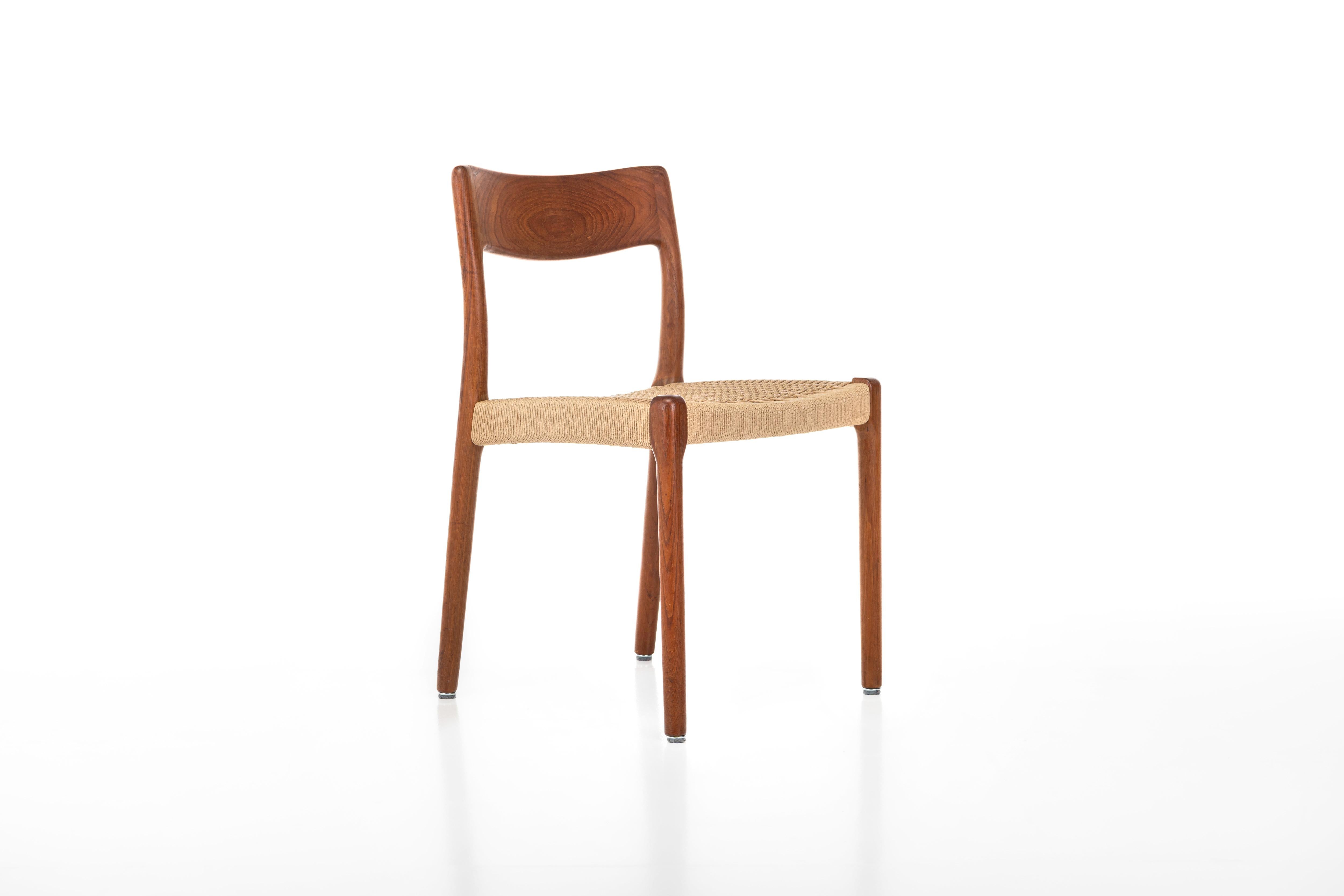 Papercord Set of 6 Dining chairs by EMC Møbler, Teak and Paper Cord