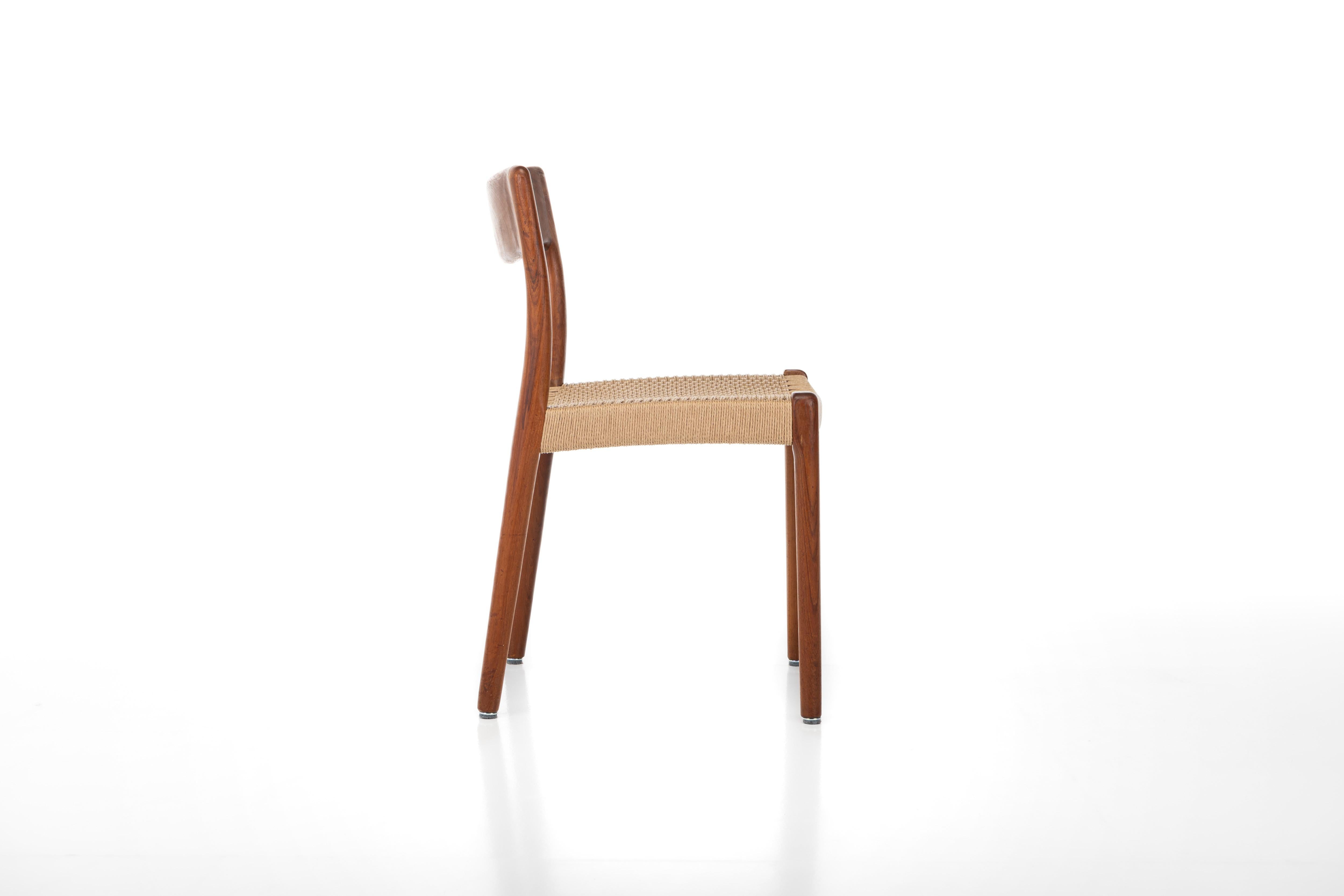 Set of 6 Dining chairs by EMC Møbler, Teak and Paper Cord 1